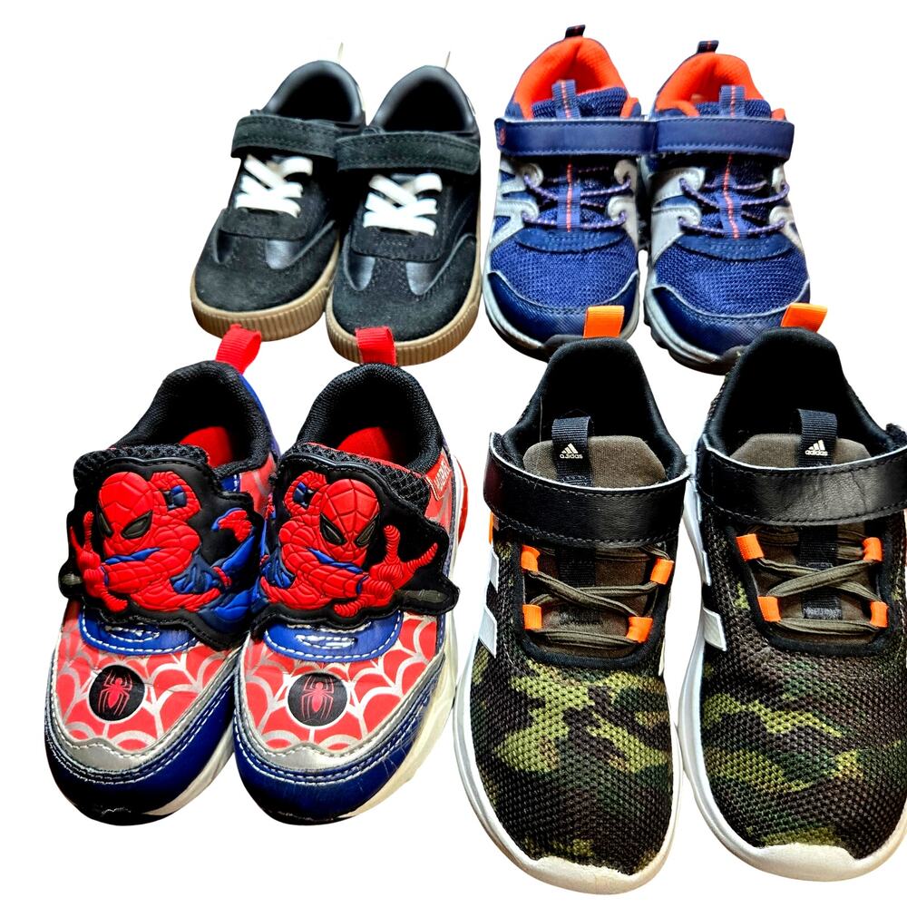 Carter's + More Boy's Size 7 8 Spiderman Sneakers Tennis Shoes Bulk Lot of 4